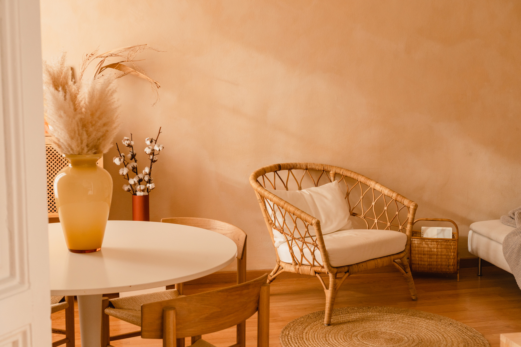 Hand-crafted cane lounge interior